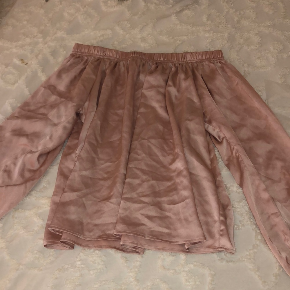 silk pink off the shoulder blouse
